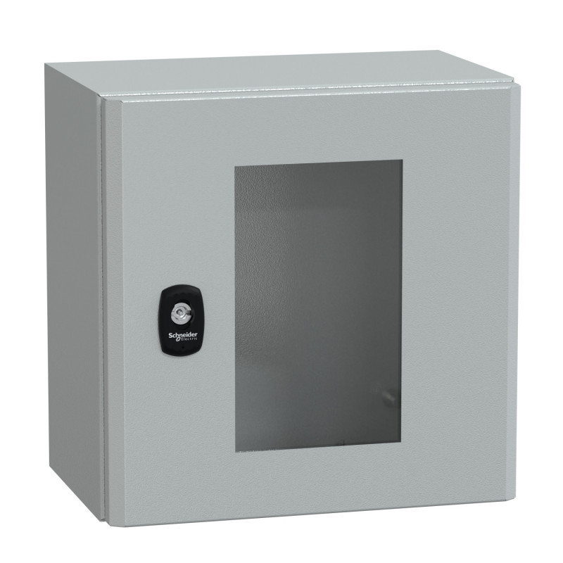 NSYS3D3320T Coffret métallique étanche IP66 - 300x300x200 - Porte vitrée - Spacial S3D - Schneider Electric