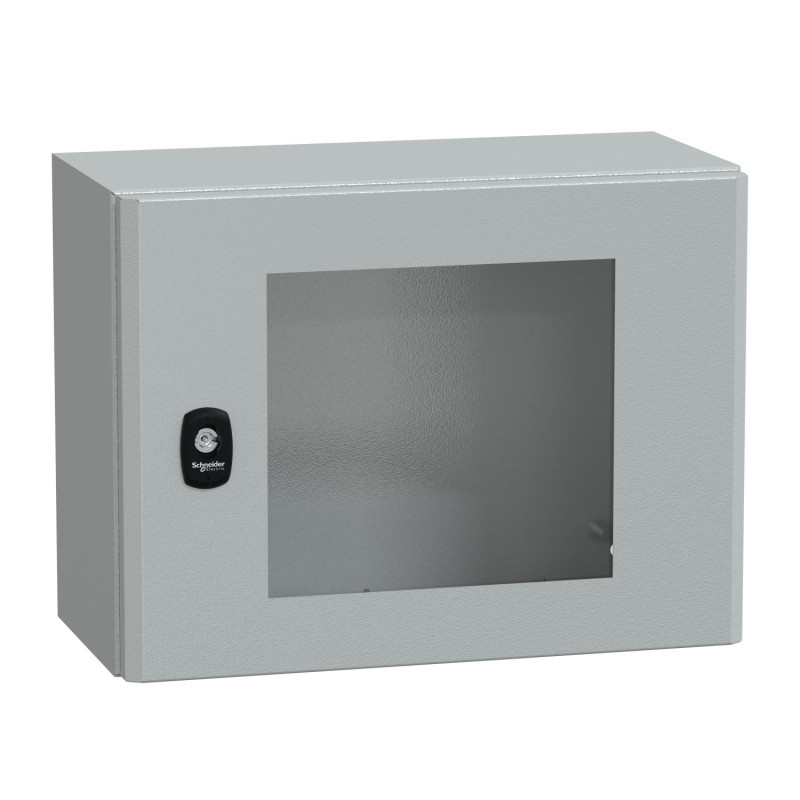 NSYS3D3420T Coffret métallique étanche IP66 - 300x400x200 - Porte vitrée - Spacial S3D - Schneider Electric