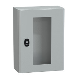 NSYS3D4315T Coffret métallique étanche IP66 - 400x300x150 - Porte vitrée - Spacial S3D - Schneider Electric
