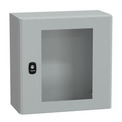 NSYS3D4420T Coffret métallique étanche IP66 - 400x400x200 - Porte vitrée - Spacial S3D - Schneider Electric