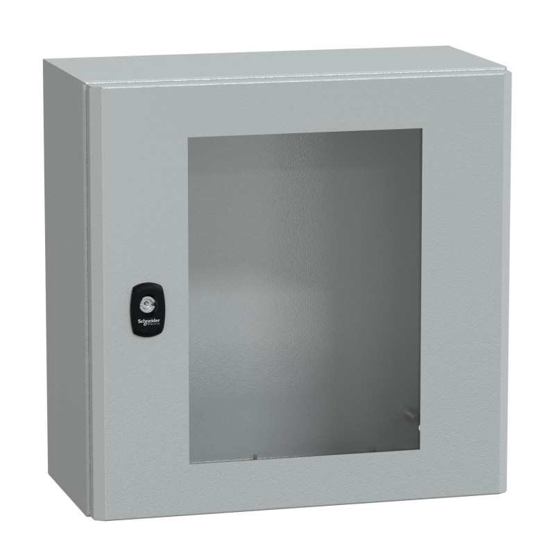 NSYS3D4420T Coffret métallique étanche IP66 - 400x400x200 - Porte vitrée - Spacial S3D - Schneider Electric