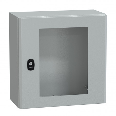 NSYS3D4420T Coffret métallique étanche IP66 - 400x400x200 - Porte vitrée - Spacial S3D - Schneider Electric
