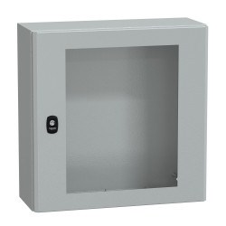 NSYS3D5520T Coffret métallique étanche IP66 - 500x500x200 - Porte vitrée - Spacial S3D - Schneider Electric