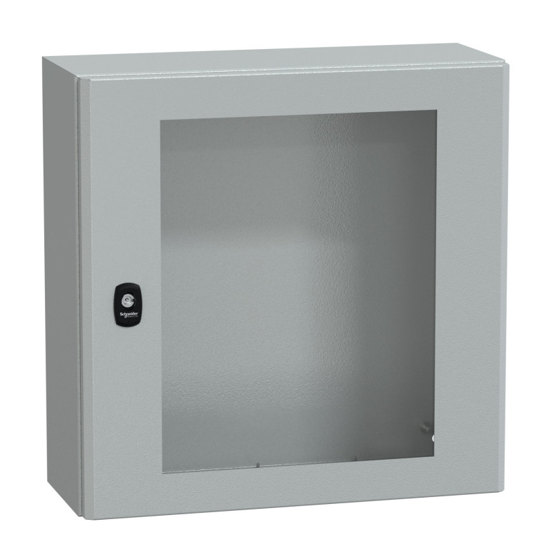 NSYS3D5520T Coffret métallique étanche IP66 - 500x500x200 - Porte vitrée - Spacial S3D - Schneider Electric
