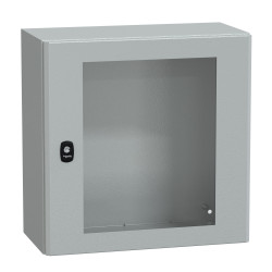 NSYS3D5525T Coffret métallique étanche IP66 - 500x500x250 - Porte vitrée - Spacial S3D - Schneider Electric
