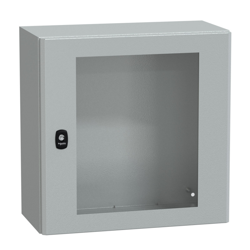 NSYS3D5525T Coffret métallique étanche IP66 - 500x500x250 - Porte vitrée - Spacial S3D - Schneider Electric