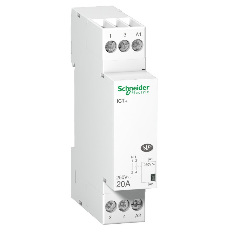 A9C15030 - Contacteur silencieux  - 1NO - 20A - Bobine 230Vca - Schneider Acti 9 iCT+
