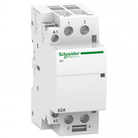 A9C20862 - Contacteur bipolaire - 2NO - 63A - Bobine 230Vca - Schneider Acti 9 iCT