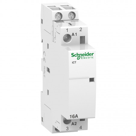 A9C22012 - Contacteur bipolaire - 2NO - 16A - Bobine 12Vca - Schneider Acti 9 iCT