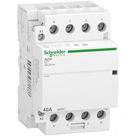 A9C24740 - Contacteur modulaire - 4NO - 40A - Bobine 230Vca - Schneider Acti 9 CT iDT40