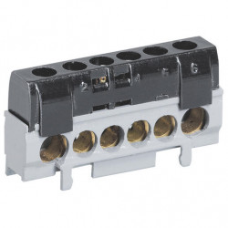 004816 Legrand Bornier de répartition phase isolé - connexions 1x35mm² + 5x25mm² - Clipsable sur rail DIN