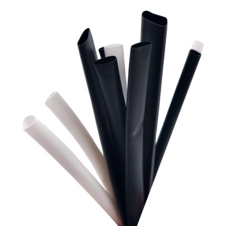 Lot de 10 gaines thermorétractables blanches et noires 8cm 4x3,5mm + 4x5mm + 2x13mm