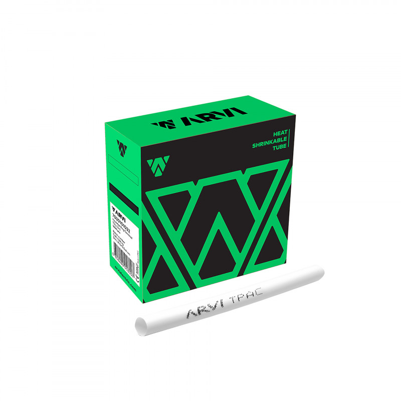 Boite de 20m de gaine thermorétractable diamètre 1/0,65mm - Blanche - Restreint 2:1 - Paroi fine - Arvi TPAC-1.0-BR