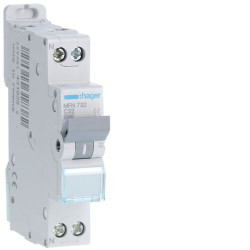 MFN732 Disjoncteur Hager 32A - 1P+N - 3kA - Courbe C - Bornes à vis - 1 module - MFN