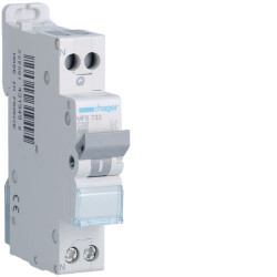 MFS732 Disjoncteur Hager 32A - 1P+N - 3kA - Courbe C - Bornes à vis/auto - SanVis - 1 module - MFS