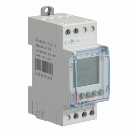 412631 Legrand interrupteur horaire programmable journalier ou hebdomadaire - Digital - 16A - 230V - 1 sortie