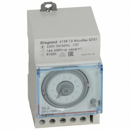 412813 Interrupteur horaire Legrand - Avec réserve de marche - Analogique - Cadran horizontal - 16A -230V
