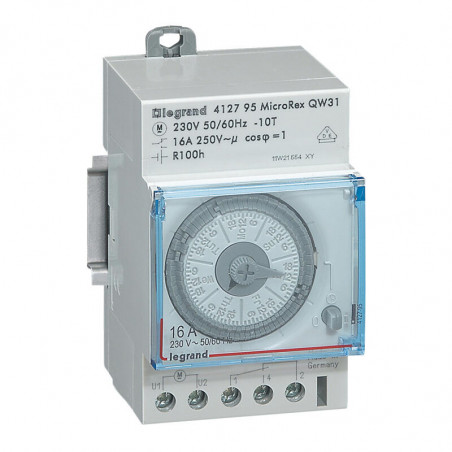 412795 Interrupteur horaire analogique programmable Legrand - Hebdomadaire - Avec réserve de marche - Manuel