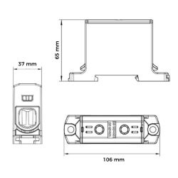 Connecteur alu cuivre bleu pour câble de section 35 à 240mm² - 1000V AC/DC - Fixation rail DIN