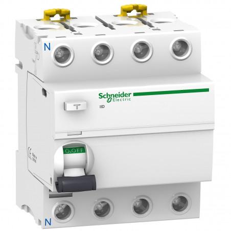 A9R21463 Interrupteur différentiel 30mA 63A tétrapolaire type A - 4 modules - Bornes à vis - Schneider