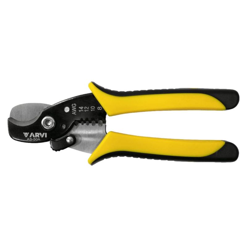 AS-50A Pince coupe câble cuivre alu jusque 35mm² + empreintes à dénuder - Longueur 200mm -ARVI