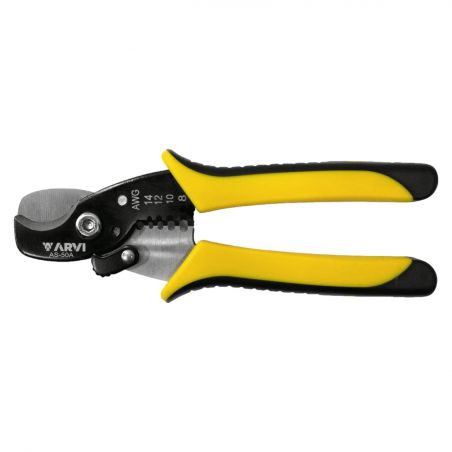 AS-50A Pince coupe câble cuivre alu jusque 35mm² + empreintes à dénuder - Longueur 200mm -ARVI
