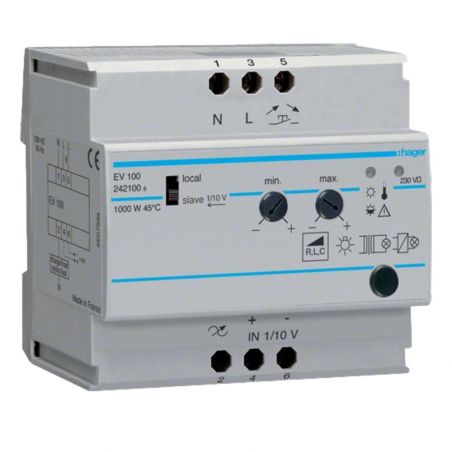 EV100 Hager - Télévariateur universel 1000W - Version Standard - Entrée 0-10V