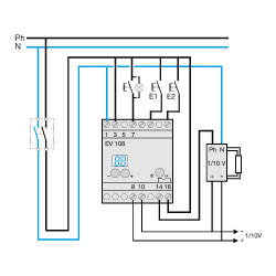 EV108 Hager - Télévariateur pilote 1-10 V avec afficheur - Version évoluée multiconsigne (scène ou forçage)