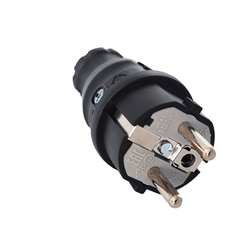 Fiche male caoutchouc brochage domestique français 220V 16A 2P+T - Étanche IP54