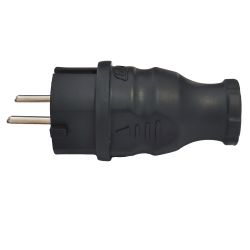 Fiche male caoutchouc brochage domestique français 220V 16A 2P+T - Étanche IP54