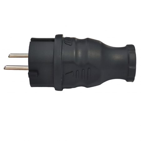 Fiche male caoutchouc brochage domestique français 220V 16A 2P+T - Étanche IP54
