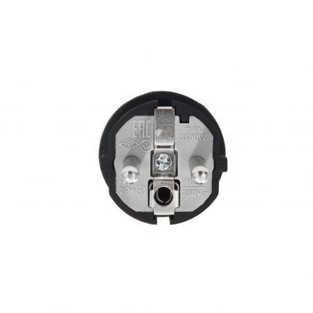 Fiche male caoutchouc brochage domestique français 220V 16A 2P+T - Étanche IP54