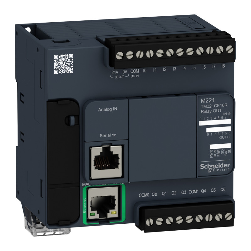 TM221CE16R Automate Modicon M221 - Contrôleur 16 entrées/sorties TOR - 240Vac - Relais - Port ethernet + série