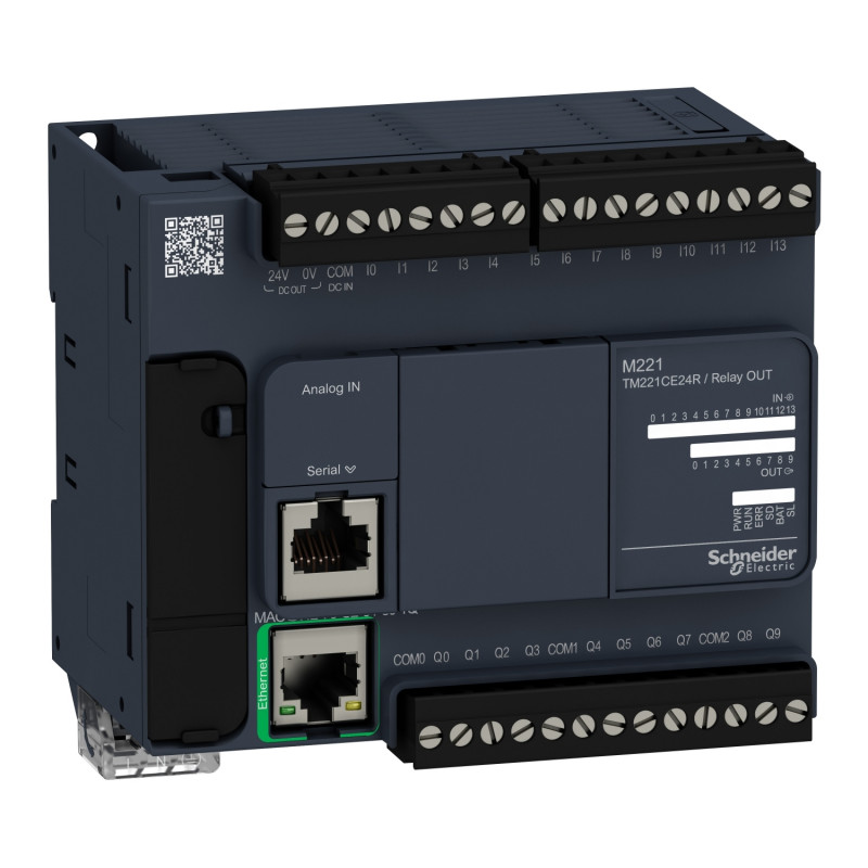 TM221CE24R Automate Schneider Modicon M221 - Contrôleur 24 entrées/sorties TOR - 240Vac - Relais - Port ethernet + série