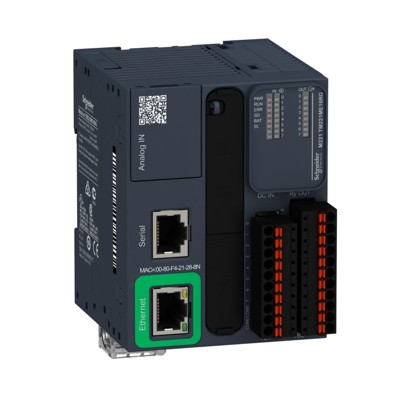 TM221ME16RG Automate Modicon M221 Book - Contrôleur 16 entrées/sorties TOR - 24Vcc - Relais - Port ethernet RJ45 + série