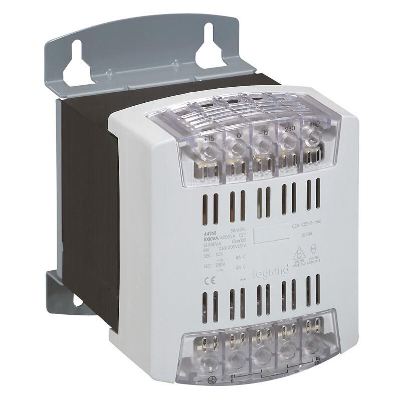 044218 Legrand - Transformateur de commande et sécurité 1000VA - Primaire 230 - 400Vca - Secondaire 24Vca - Bornes à vis