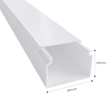 13030CBR Efapel - goulotte électrique blanche (LxH) 60x40mm - Longueur 2 mètres - pour montage en saillie