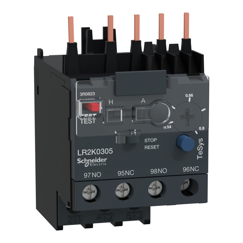 LR2K0305 Schneider - Relais thermique moteur 0,54 à 0,8A - TeSys LR2K - pour contacteur LC1K06 - Classe 10A