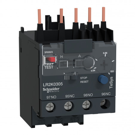 LR2K0305 Schneider - Relais thermique moteur 0,54 à 0,8A - TeSys LR2K - pour contacteur LC1K06 - Classe 10A