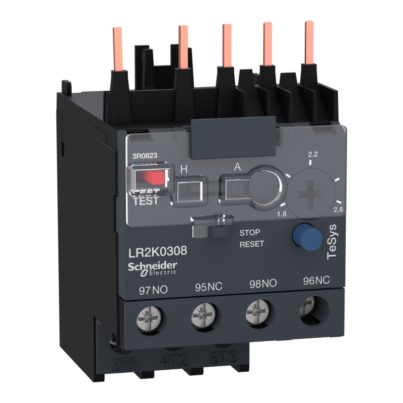 LR2K0308 Schneider - Relais thermique moteur 1,8 à 2,6A - TeSys LR2K - pour contacteur LC1K06 - Classe 10A