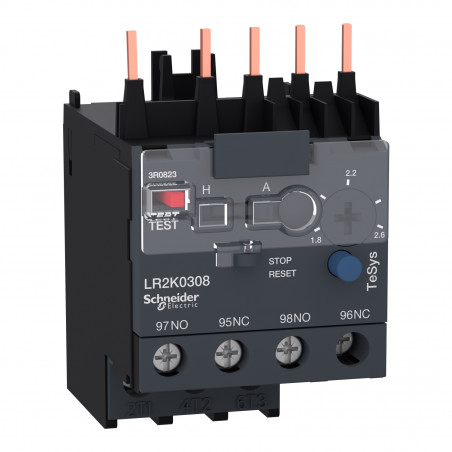 LR2K0308 Schneider - Relais thermique moteur 1,8 à 2,6A - TeSys LR2K - pour contacteur LC1K06 - Classe 10A