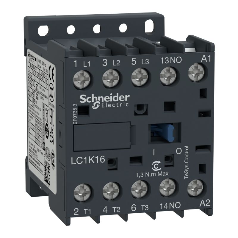 LC1K1601B7 Schneider - Mini contacteur tripolaire - 3NO - 16A - Bobine 24Vca - Vis