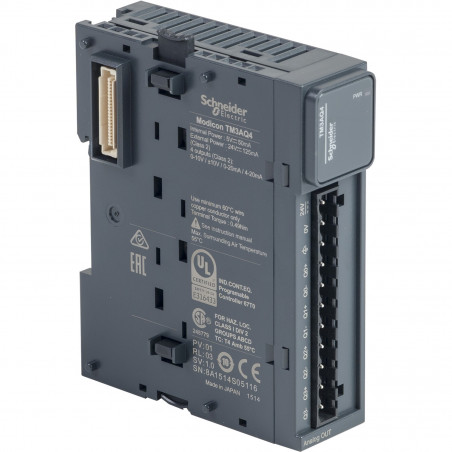 TM3AQ4 Module d'extension 4 sorties analogiques -10-0-10V 0/4-20mA - Bornier à vis - Modicon TM3