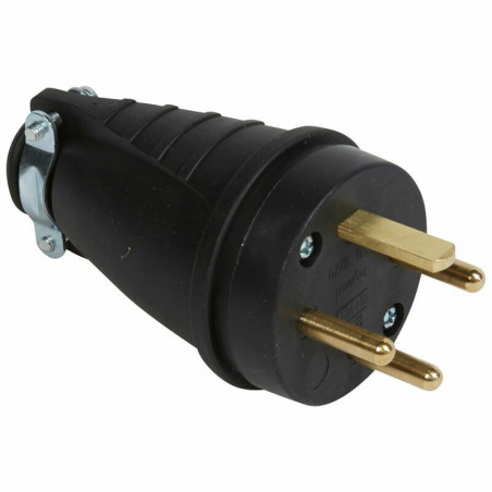 055070 - Fiche male Legrand caoutchouc 20A 3P+T 380V - Sortie droite et terre plate