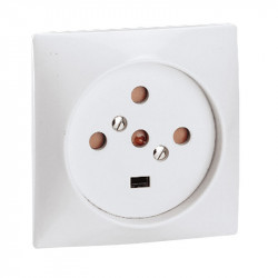 055427 - Socle de prise de courant murale Legrand à vis 3P+N+T 20A - Encastrable à terre plate - 80x80mm