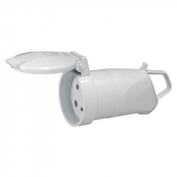 055662 - Fiche femelle Legrand 2P+T 20A 380V - Coudée avec volet et éclips de protection