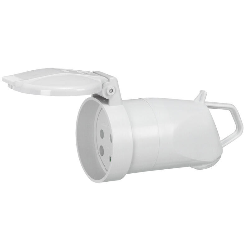 055667 - Fiche femelle Legrand 3P+N+T 20A 380V - Coudée avec volet et éclips de protection