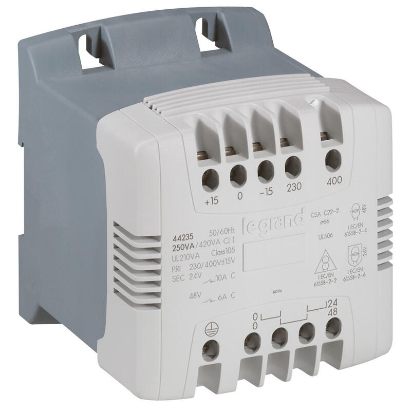 044235 Legrand - Transformateur de commande et sécurité 250VA  - Primaire 230/400Vca - Secondaire 24/48Vca - Bornes à vis