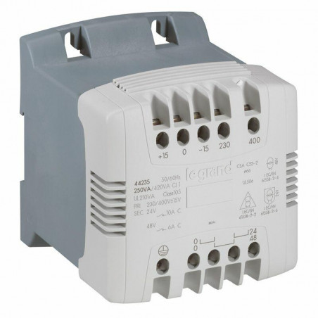 044266 Legrand - Transformateur de séparation des circuits 400VA - Primaire 230V 400V - Secondaire 115V 230V - Bornes à vis