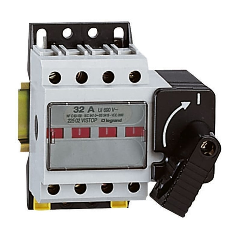 022507 Legrand - Interrupteur sectionneur tétrapolaire Vistop 32A - 4P - avec commande latérale droite